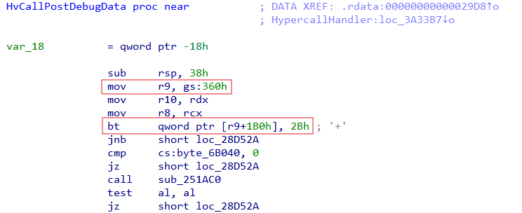 HvCallPostDebugData